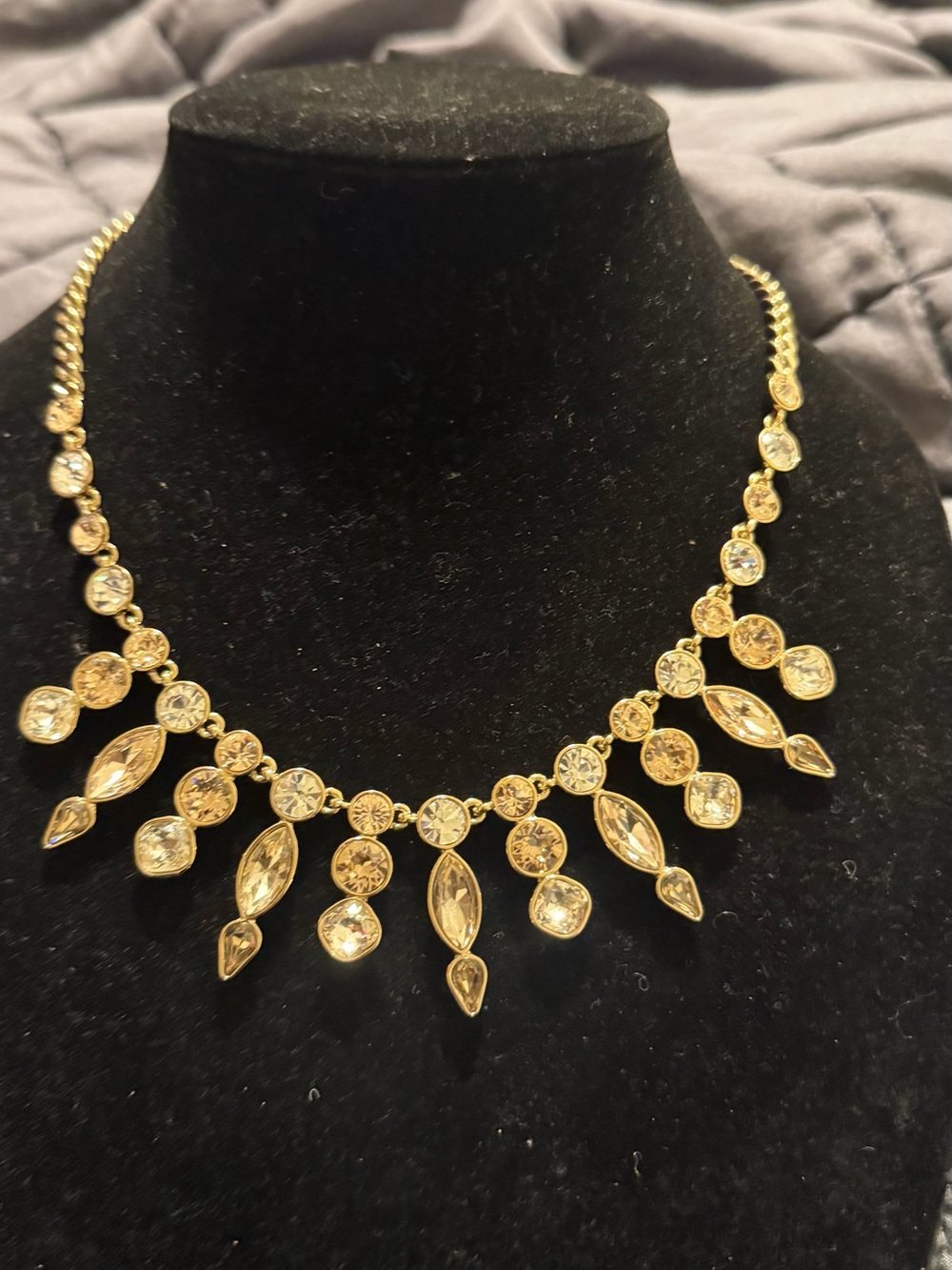 Givenchy Gold-tone Crystal Teardrop Bib Necklace